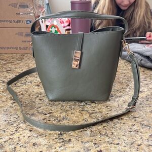 A New Day Olive Crossbody Bag with Gold Accent